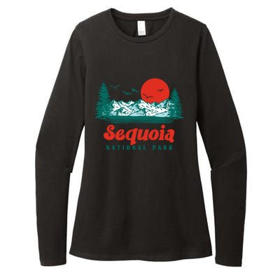 Retro Sequoia National Park Mountain Trees And Sun Graphic Gift Womens CVC Long Sleeve Shirt