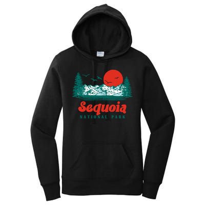 Retro Sequoia National Park Mountain Trees And Sun Graphic Gift Women's Pullover Hoodie