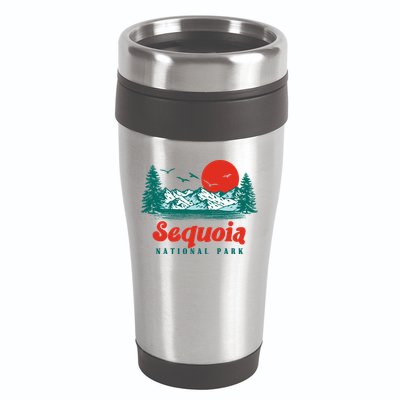 Retro Sequoia National Park Mountain Trees And Sun Graphic Gift 16oz Travel Tumbler