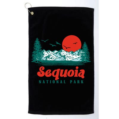 Retro Sequoia National Park Mountain Trees And Sun Graphic Gift Golf Towel