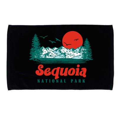 Retro Sequoia National Park Mountain Trees And Sun Graphic Gift Microfiber Hand Towel