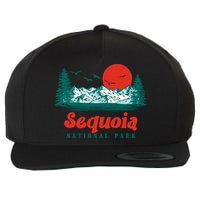 Retro Sequoia National Park Mountain Trees And Sun Graphic Gift Wool Snapback Cap