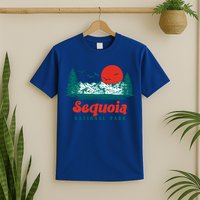 Retro Sequoia National Park Mountain Trees And Sun Graphic Gift T-Shirt