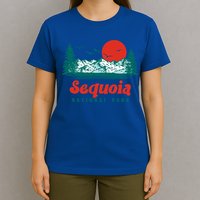 Retro Sequoia National Park Mountain Trees And Sun Graphic Gift T-Shirt