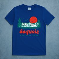 Retro Sequoia National Park Mountain Trees And Sun Graphic Gift T-Shirt