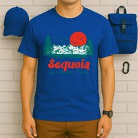 Retro Sequoia National Park Mountain Trees And Sun Graphic Gift T-Shirt