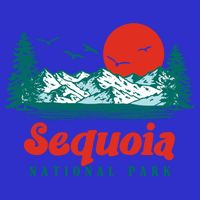 Retro Sequoia National Park Mountain Trees And Sun Graphic Gift Button