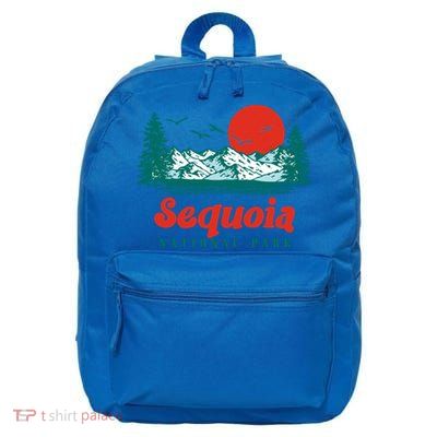 Retro Sequoia National Park Mountain Trees And Sun Graphic Gift 16 in Basic Backpack