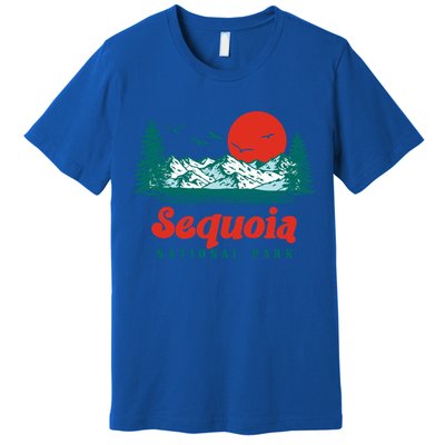 Retro Sequoia National Park Mountain Trees And Sun Graphic Gift Premium T-Shirt