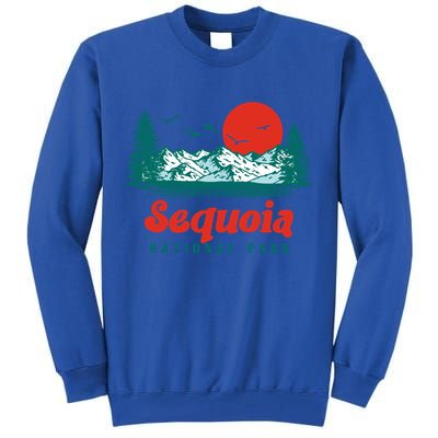 Retro Sequoia National Park Mountain Trees And Sun Graphic Gift Tall Sweatshirt
