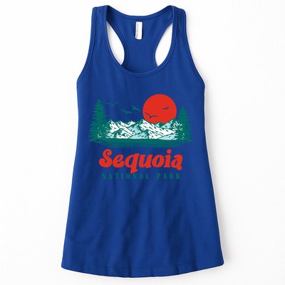 Retro Sequoia National Park Mountain Trees And Sun Graphic Gift Womens Tank Top
