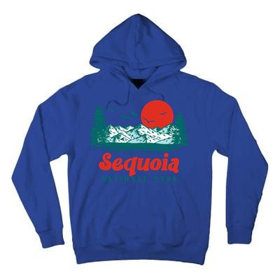 Retro Sequoia National Park Mountain Trees And Sun Graphic Gift Tall Hoodie