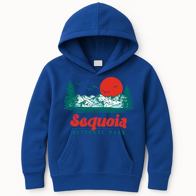 Retro Sequoia National Park Mountain Trees And Sun Graphic Gift Kids Hoodie