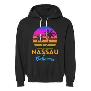 Retro Sunset Nassau Bahamas Beach Trip Vacation Summer Group Garment-Dyed Fleece Hoodie