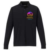 Retro Sunset Nassau Bahamas Beach Trip Vacation Summer Group Performance Long Sleeve Polo