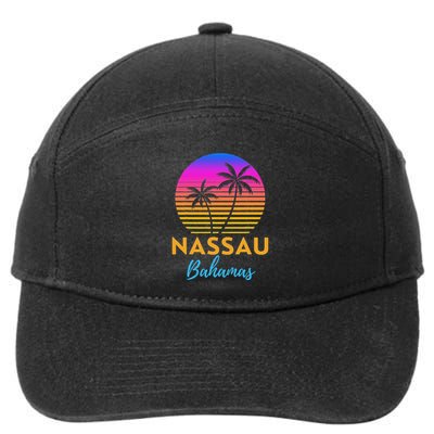 Retro Sunset Nassau Bahamas Beach Trip Vacation Summer Group 7-Panel Snapback Hat