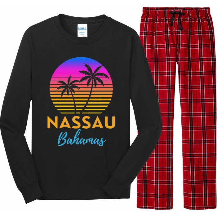 Retro Sunset Nassau Bahamas Beach Trip Vacation Summer Group Long Sleeve Pajama Set