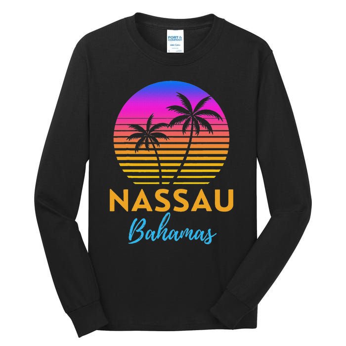 Retro Sunset Nassau Bahamas Beach Trip Vacation Summer Group Tall Long Sleeve T-Shirt