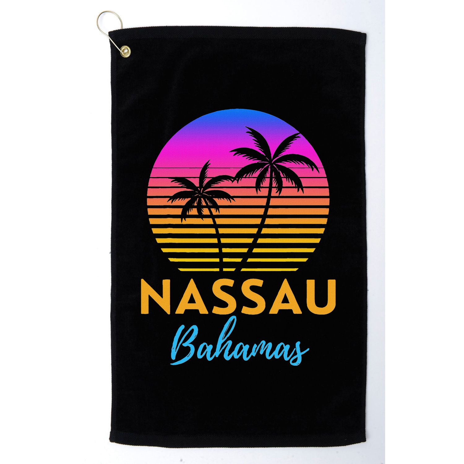 Retro Sunset Nassau Bahamas Beach Trip Vacation Summer Group Golf Towel