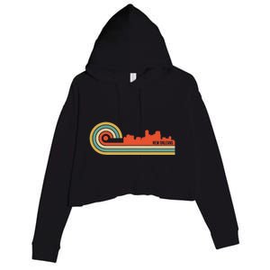 Retro Style New Orleans Louisiana Skyline Crop Fleece Hoodie