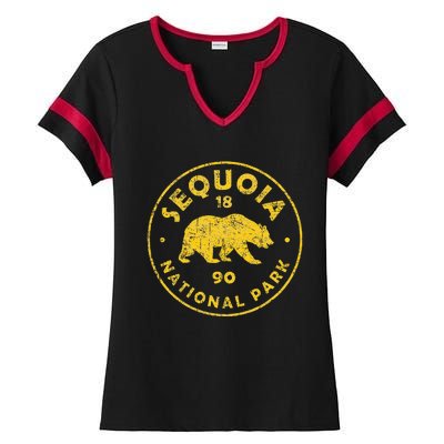 Retro Sequoia National Park Vintage Hiking Ladies Halftime Notch Neck Tee