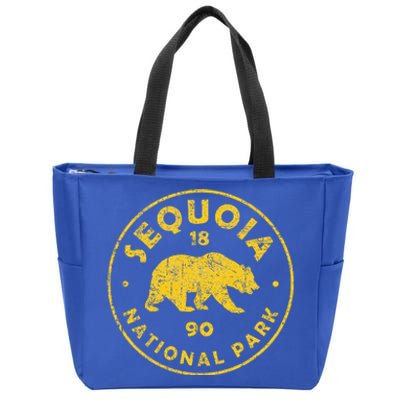 Retro Sequoia National Park Vintage Hiking Zip Tote Bag