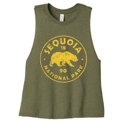 Retro Sequoia National Park Vintage Hiking Women's Racerback Cropped Tank