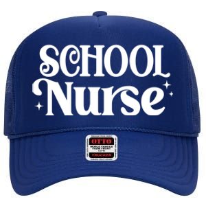 Retro School Nurse Mom Gift High Crown Mesh Back Trucker Hat