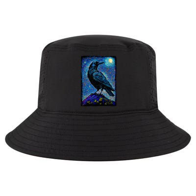 Raven Starry Night Style Painting Van Gogh Crow Lover Cool Comfort Performance Bucket Hat