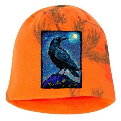 Raven Starry Night Style Painting Van Gogh Crow Lover Kati - Camo Knit Beanie