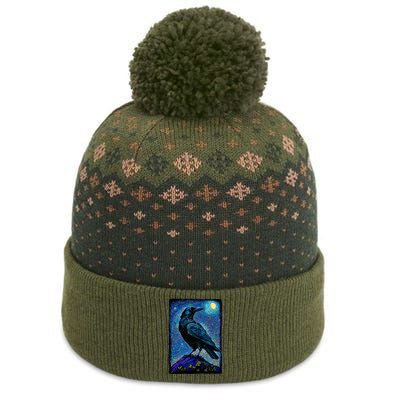 Raven Starry Night Style Painting Van Gogh Crow Lover The Baniff Cuffed Pom Beanie