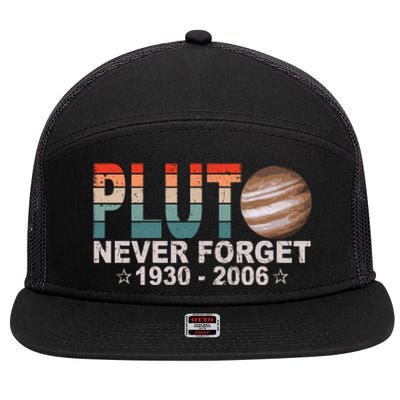 Retro Space Never Forget Pluto 1930 Gift 2006 Funny Gift 7 Panel Mesh Trucker Snapback Hat