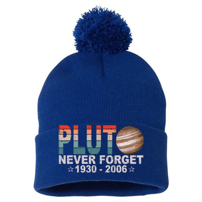 Retro Space Never Forget Pluto 1930 Gift 2006 Funny Gift Pom Pom 12in Knit Beanie