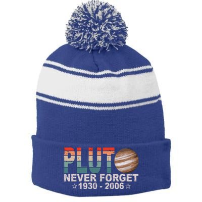 Retro Space Never Forget Pluto 1930 Gift 2006 Funny Gift Stripe Pom Pom Beanie