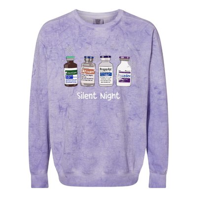 Retro Silent Night Icu Nurse Christmas Intensive Care Unit Colorblast Crewneck Sweatshirt