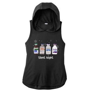 Retro Silent Night Icu Nurse Christmas Intensive Care Unit Ladies PosiCharge Tri-Blend Wicking Draft Hoodie Tank