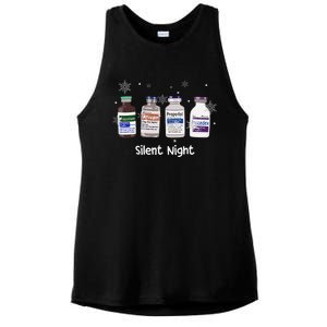 Retro Silent Night Icu Nurse Christmas Intensive Care Unit Ladies PosiCharge Tri-Blend Wicking Tank