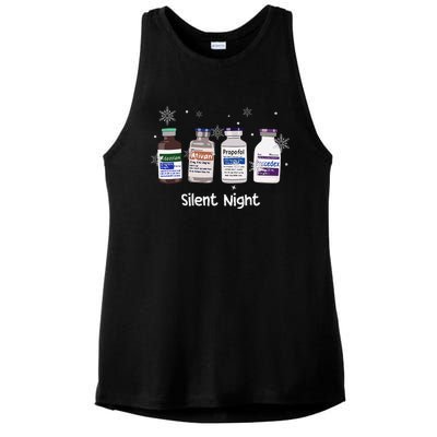 Retro Silent Night Icu Nurse Christmas Intensive Care Unit Ladies PosiCharge Tri-Blend Wicking Tank