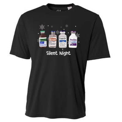 Retro Silent Night Icu Nurse Christmas Intensive Care Unit Cooling Performance Crew T-Shirt