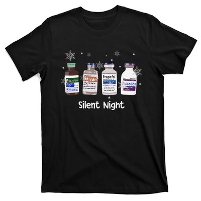 Retro Silent Night Icu Nurse Christmas Intensive Care Unit T-Shirt