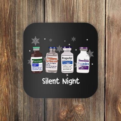 Retro Silent Night Icu Nurse Christmas Intensive Care Unit Coaster