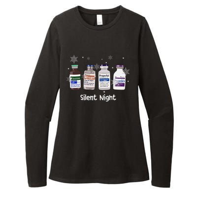 Retro Silent Night Icu Nurse Christmas Intensive Care Unit Womens CVC Long Sleeve Shirt