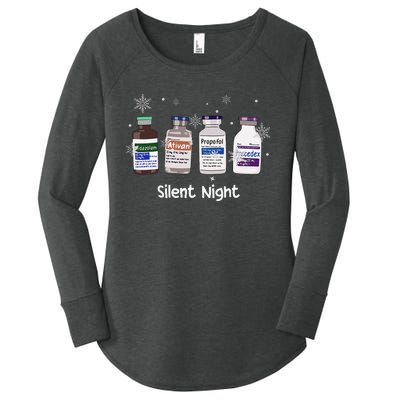 Retro Silent Night Icu Nurse Christmas Intensive Care Unit Women's Perfect Tri Tunic Long Sleeve Shirt