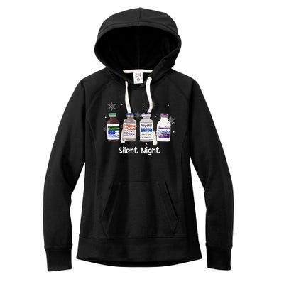 Retro Silent Night Icu Nurse Christmas Intensive Care Unit Women's Fleece Hoodie