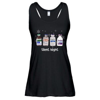 Retro Silent Night Icu Nurse Christmas Intensive Care Unit Ladies Essential Flowy Tank