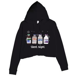 Retro Silent Night Icu Nurse Christmas Intensive Care Unit Crop Fleece Hoodie