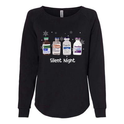 Retro Silent Night Icu Nurse Christmas Intensive Care Unit Womens California Wash Sweatshirt