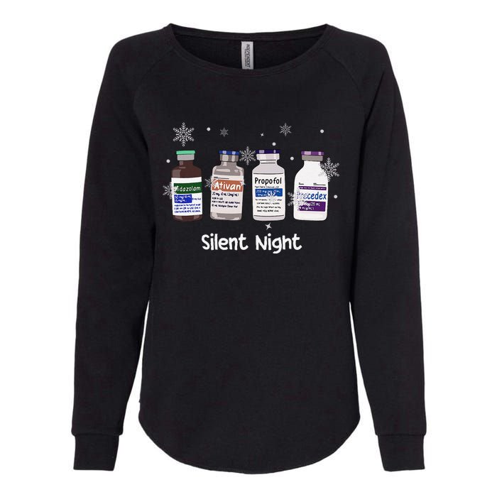 Retro Silent Night Icu Nurse Christmas Intensive Care Unit Womens California Wash Sweatshirt