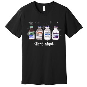 Retro Silent Night Icu Nurse Christmas Intensive Care Unit Premium T-Shirt