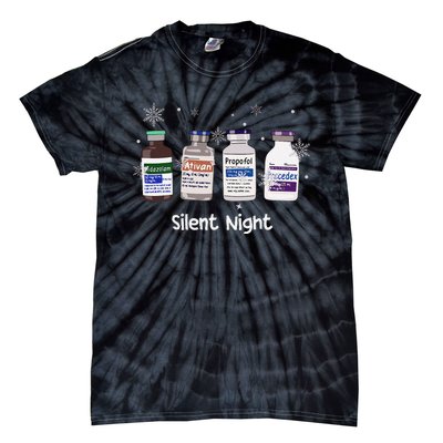 Retro Silent Night Icu Nurse Christmas Intensive Care Unit Tie-Dye T-Shirt